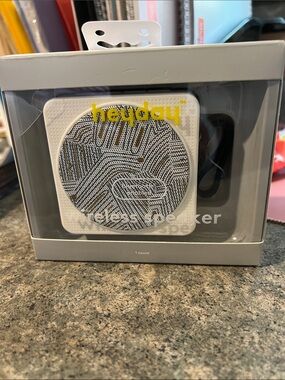 heyday White Portable Wireless Speaker with Black Pattern